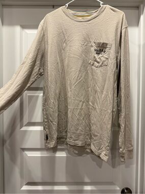 Marsh Wear Co. Men's Long-Sleeve Pocket Tee in Light Beige